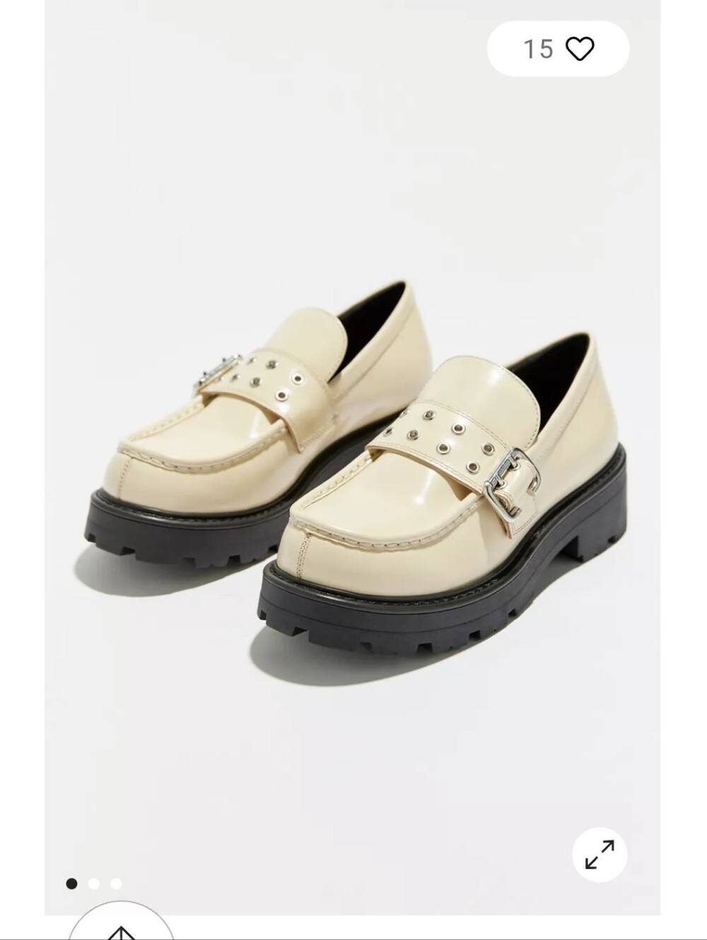 VAGABOND Chunky Cream Loafers with Black Lug Sole - Picture 3 of 15